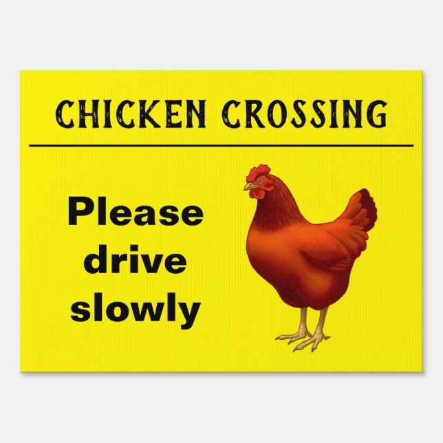 Chicken Crossing Rhode Island Red Hen Sign (Front)