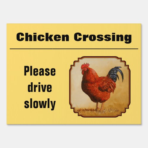 Chicken Crossing Rhode Island Red Rooster Yard Sign