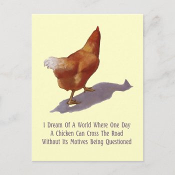 Chicken Crossing Road: Funny: Artwork Postcard by joyart at Zazzle