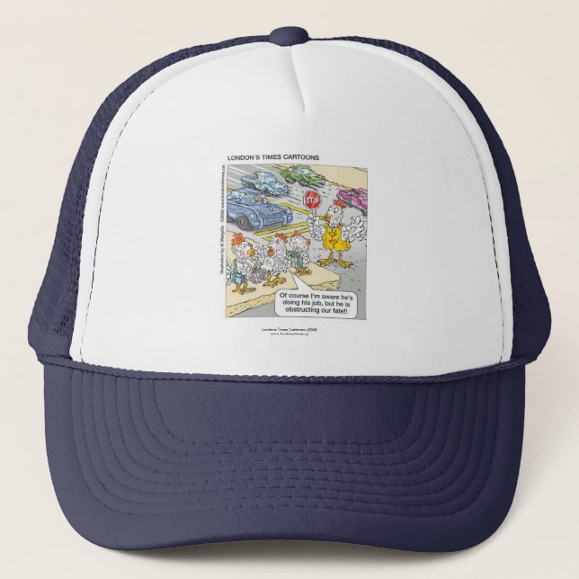 Chicken Crossing Road Funny Cap (Front)