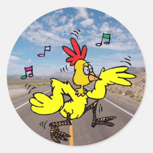 Chicken Crossing The Road Classic Round Sticker