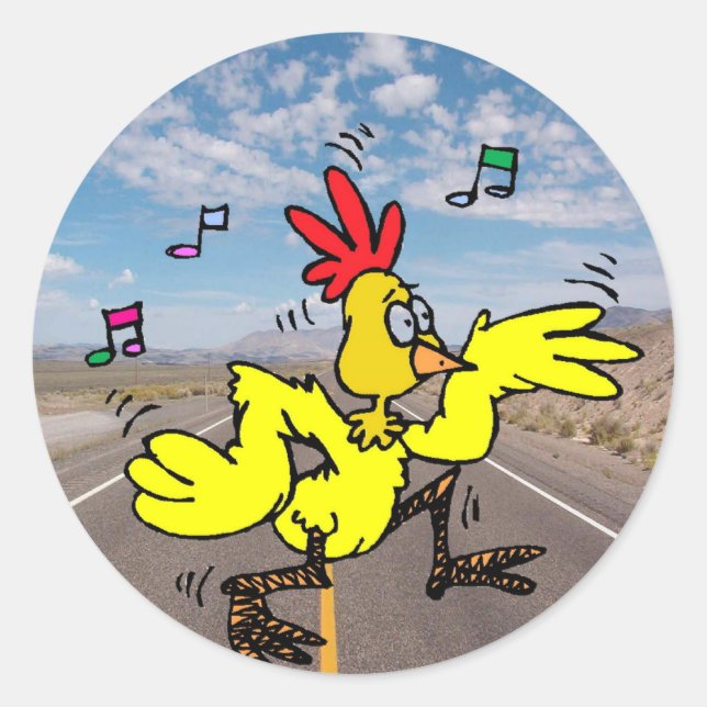 Chicken Crossing The Road Classic Round Sticker (Front)
