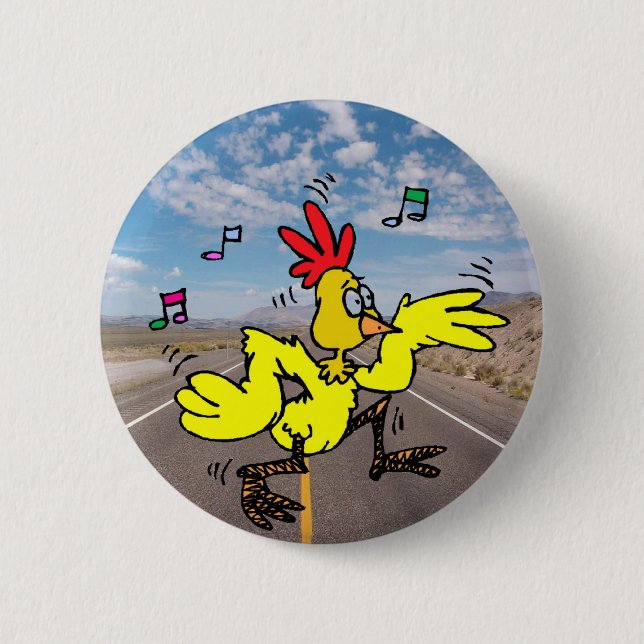 Chicken Crossing The Road Pinback Button (Front)