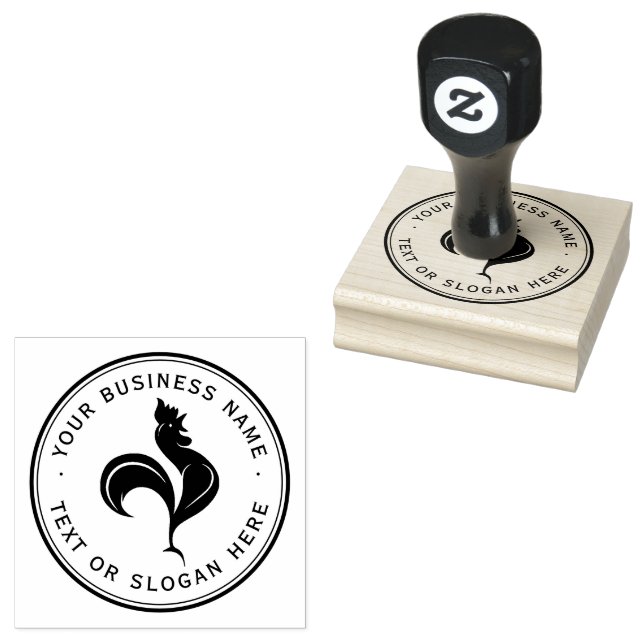 chicken  Custom Business Logo Large  Rubber Stamp (Stamped)
