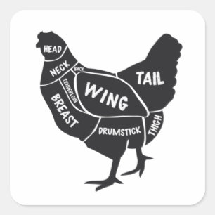 Chicken cuts square sticker