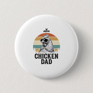 Chicken Dad Vintage Sunset Funny Chicken Lover Shi Button