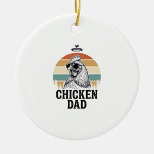 Chicken Dad Vintage Sunset Funny Chicken Lover Shi Ceramic Ornament
