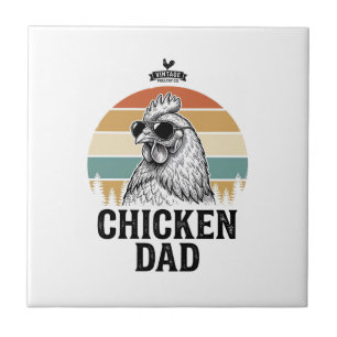 Chicken Dad Vintage Sunset Funny Chicken Lover Shi Ceramic Tile