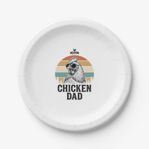Chicken Dad Vintage Sunset Funny Chicken Lover Shi Paper Plates