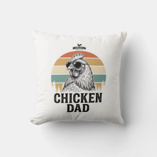 Chicken Dad Vintage Sunset Funny Chicken Lover Shi Throw Pillow