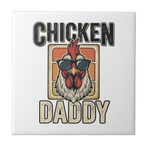 Chicken Daddy Funny Rooster Vintage Vector Shirt_1 Ceramic Tile