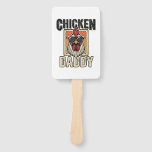 Chicken Daddy Funny Rooster Vintage Vector Shirt_1 Hand Fan
