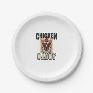 Chicken Daddy Funny Rooster Vintage Vector Shirt_1 Paper Plates