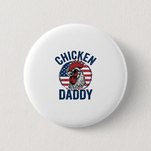 Chicken Daddy Rooster Vintage Patriotic Shirt Desi Button