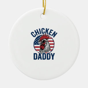 Chicken Daddy Rooster Vintage Patriotic Shirt Desi Ceramic Ornament