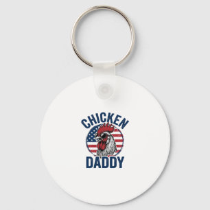 Chicken Daddy Rooster Vintage Patriotic Shirt Desi Keychain