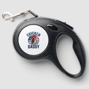 Chicken Daddy Rooster Vintage Patriotic Shirt Desi Retractable Pet Leash