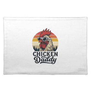 Chicken Daddy Rooster Vintage Sunset Vector Design Cloth Placemat