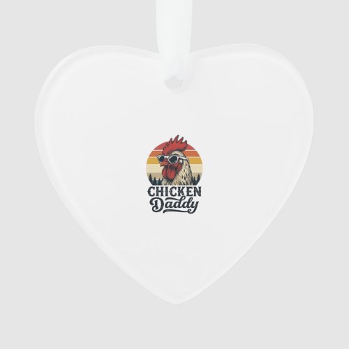 Chicken Daddy Rooster Vintage Sunset Vector Design Ornament