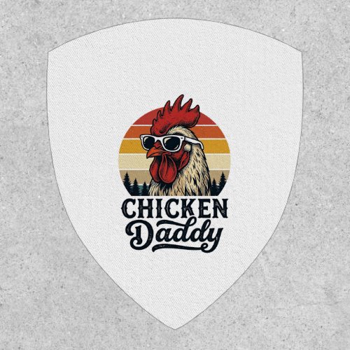 Chicken Daddy Rooster Vintage Sunset Vector Design Patch