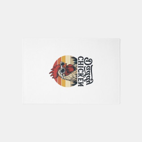 Chicken Daddy Rooster Vintage Sunset Vector Design Rug