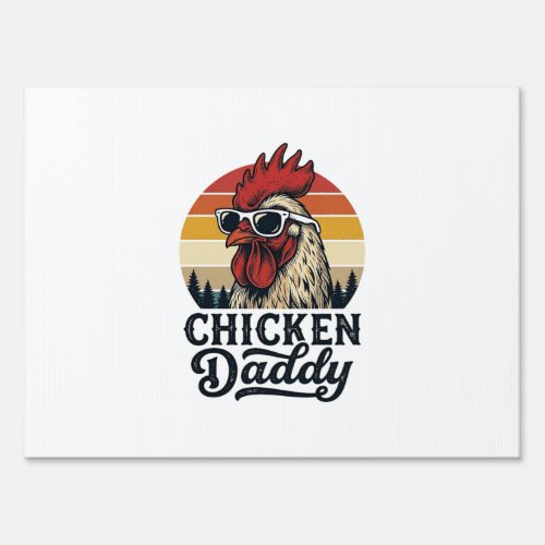 Chicken Daddy Rooster Vintage Sunset Vector Design Sign