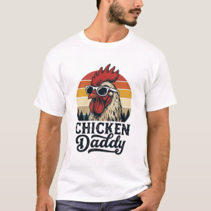 Chicken Daddy Rooster Vintage Sunset Vector Design T-Shirt