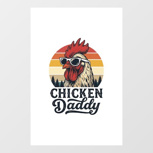 Chicken Daddy Rooster Vintage Sunset Vector Design Window Cling
