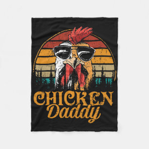 Chicken Daddy Vintage Poultry Farmer Funny Fathers Fleece Blanket
