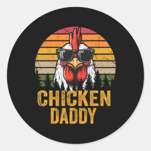 Chicken Daddy Vintage Rooster For Dad Farmer Fathe Classic Round Sticker