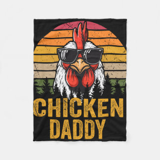 Chicken Daddy Vintage Rooster For Dad Farmer Fathe Fleece Blanket