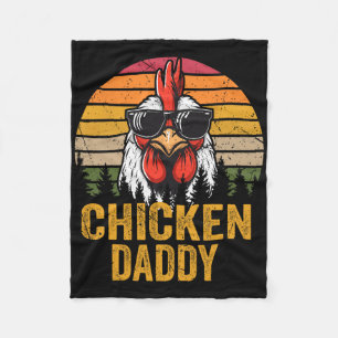 Chicken Daddy Vintage Rooster For Dad Farmer Fathe Fleece Blanket