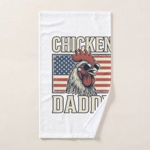 Chicken Daddy Vintage Rooster Patriotic Hand Towel