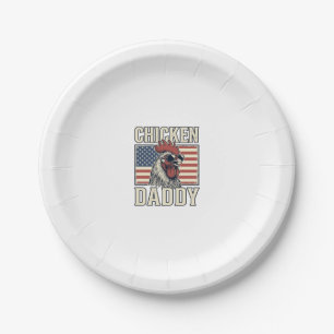 Chicken Daddy Vintage Rooster Patriotic Paper Plates