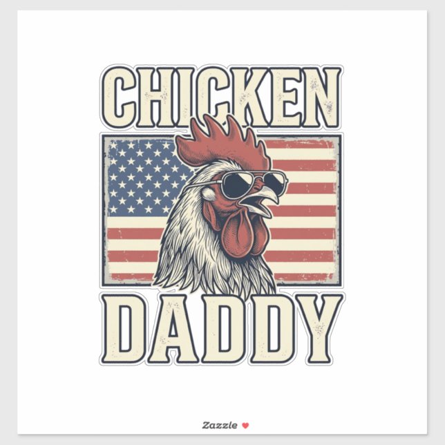Chicken Daddy Vintage Rooster Patriotic Sticker (Sheet)