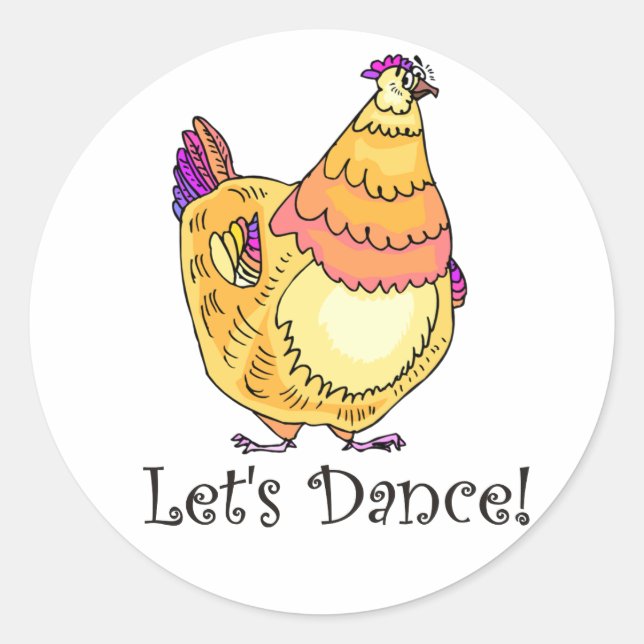 Chicken Dance Classic Round Sticker (Front)