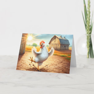 Chicken Dancing In Barnyard Birthday Card
