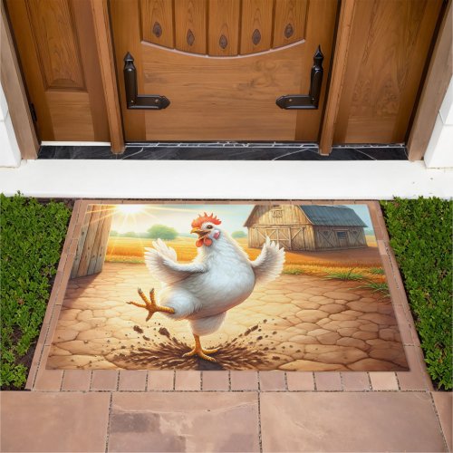 Chicken Dancing In Barnyard Doormat