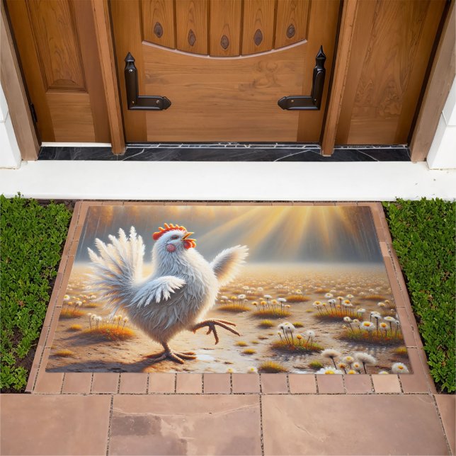 Chicken Dancing In Sunshine Doormat (Outdoor)