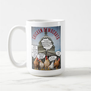 Chicken Democrats at Capitol Building FunnyCartoon Coffee Mug