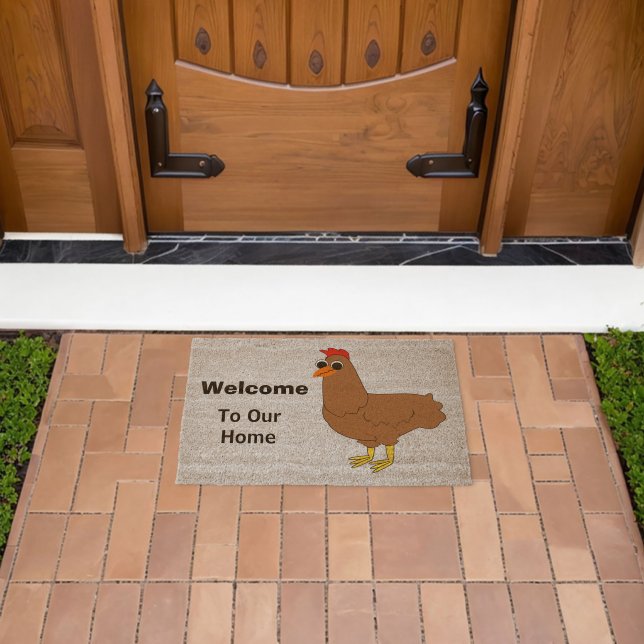 Chicken Design Personalised Fiber Doormat (Insitu (Outdoor))