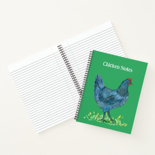 Chicken Diary Blue Hen Egg Business Green Notebook