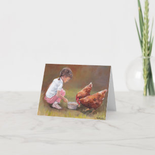 Chicken Dinner Animal Art Note Card