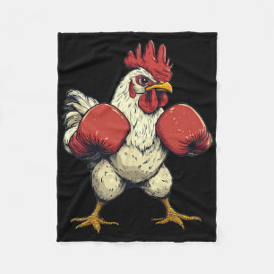 Chicken Dressed As A Boxer Funny Boxing Fleece Blanket