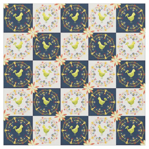 Chicken easter folk pattern fabric