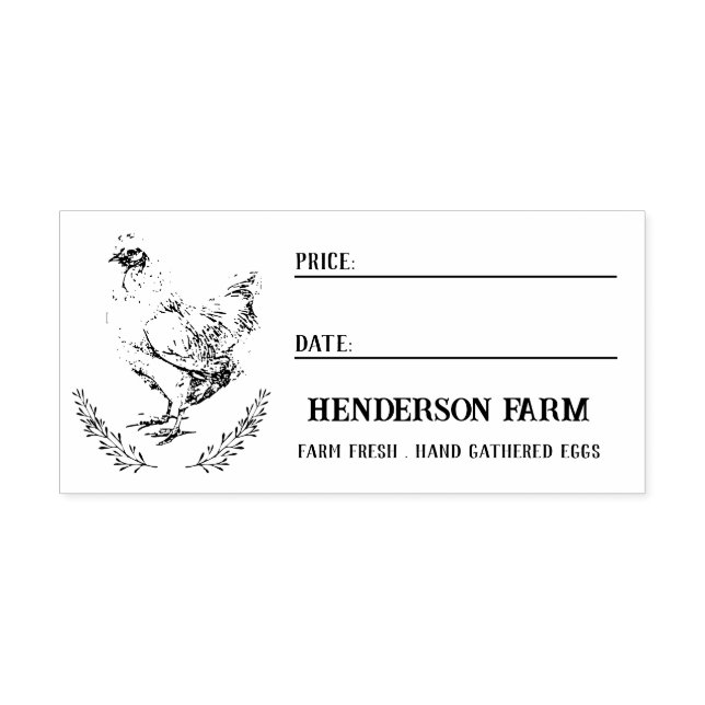 Chicken Egg Carton Price Date Self-inking Stamp (Design)