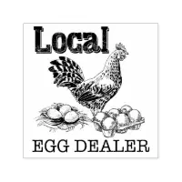 Personalized Vintage Hand-drawn Chicken Egg Rubber Stamp