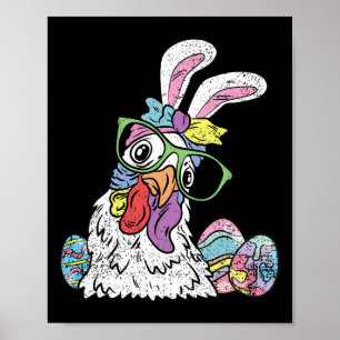 Chicken Egg Hunting Easter Bunny Ears Farm Animal Poster