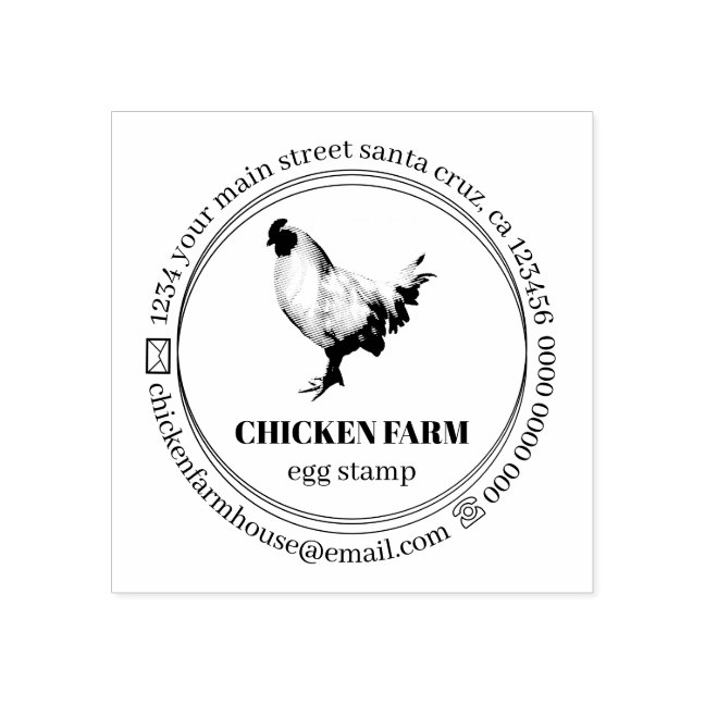 Chicken Egg Rustic Farmhouse Rubber Stamp