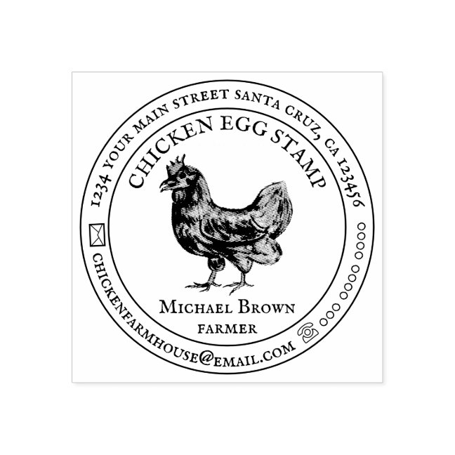 Chicken Egg Simple Farm Fresh Rubber Stamp